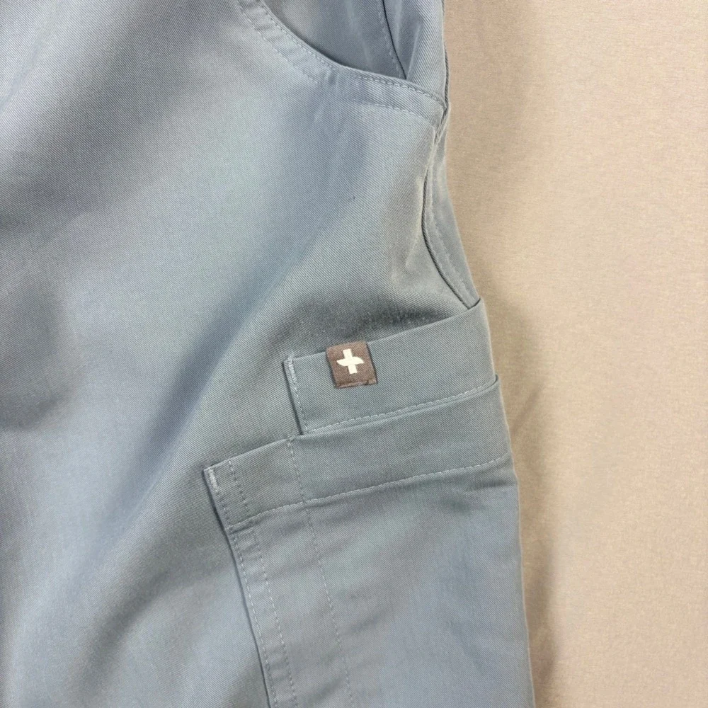 FIGS Yola High Rise Slim Scrub Pants Small Blue Gray - Picture 7 of 9